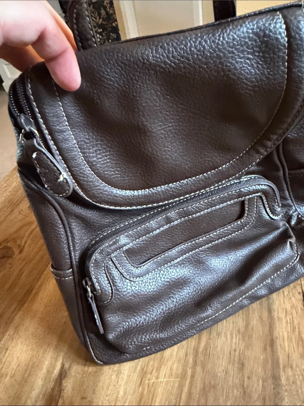 Multi Sac Brown Leather backpack bag
